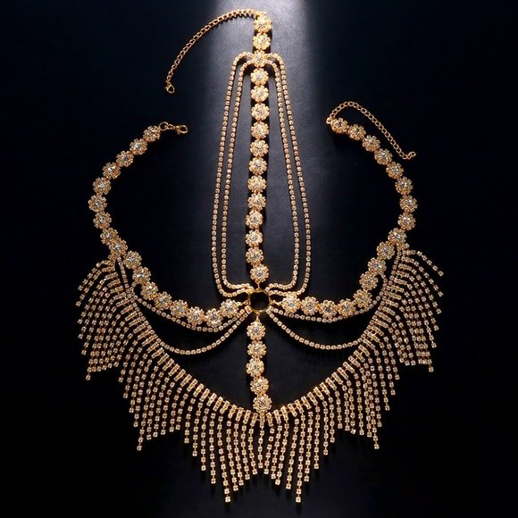 Rhinestone Fringe Jewelry Chain Mask Halloween Headpiece Accessories for Women - Picture 10 of 11